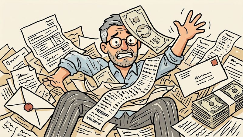 Person overwhelmed by finances